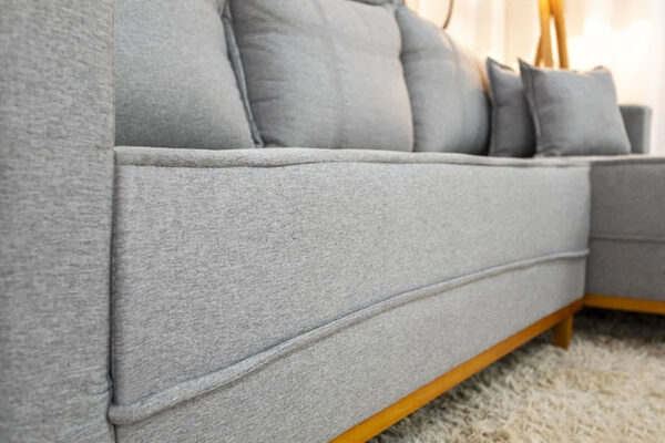 Sofá 3 Lug. Com Chaise Lado Esquerdo Milão Larg. 2.30m Linho Cinza 1008 - Molas Ensacadas