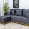 Sofá 3 Lug. Milão C/Chaise Lado Direito Veludo Cinza 814 Larg. 2.30m - Molas Ensacadas