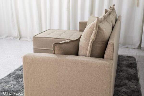 Sofá 3 Lug. Milão C/Chaise Lado Direito Linho Bege 1006 Larg. 2.30m - Molas Ensacadas