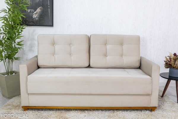 Sofá 3 lugares Living Áustria Veludo Bege A32 Larg. 1.70m