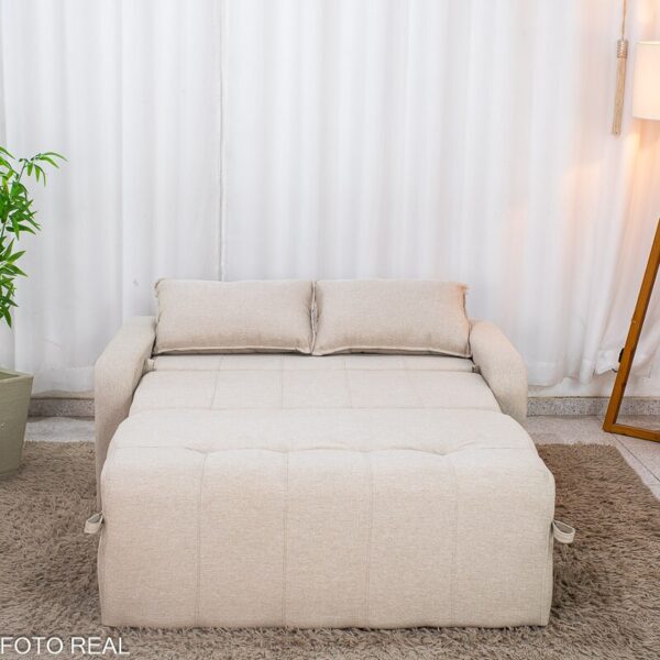 Sofá Cama Amora New Larg. 1.37m Linho Bege 488