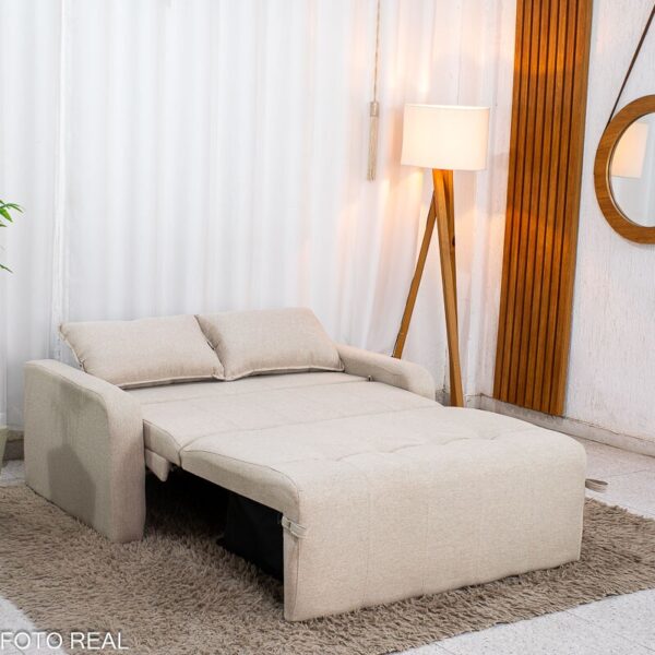 Sofá Cama Amora New Larg. 1.37m Linho Bege 488
