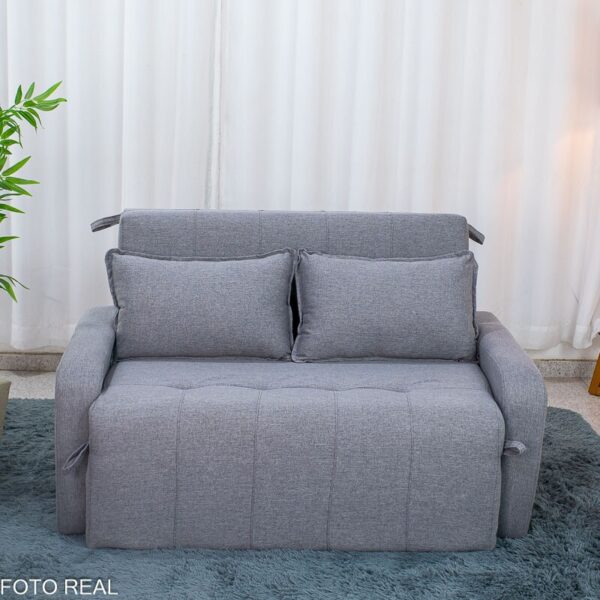Sofá Cama Amora New Larg. 1.37m Linho Cinza 250/487