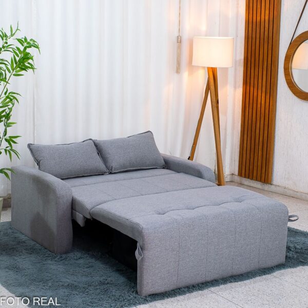 Sofá Cama Amora New Larg. 1.37m Linho Cinza 250/487