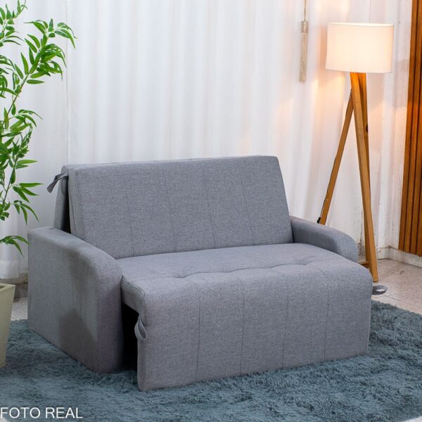 Sofá Cama Amora New Larg. 1.37m Linho Cinza 250/487
