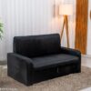 Sofá Cama Daiane Larg. 1.40m C/Baú Veludinho Preto 379/451