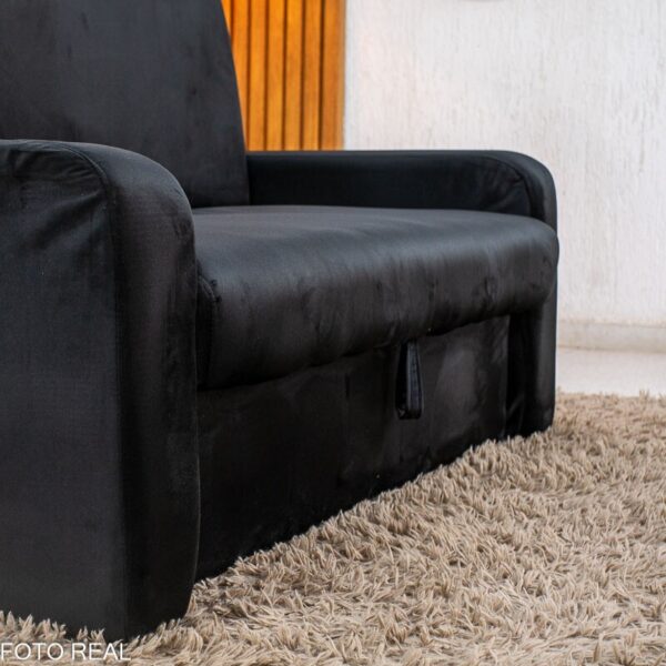 Sofá Cama Daiane Larg. 1.40m C/Baú Veludinho Preto 379/451