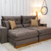Sofá Retrátil Reclinável Gran Bello 2.50m Veludo Marrom 19 - Molas Ensacadas Pocket