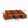 Sofá Retrátil Reclinável Gran Bello 3.20m Veludo Terracota 24 - Molas Ensacadas