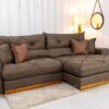 Sofá Retrátil Reclinável Gran Bello 2.90m Linho Marrom - Molas Ensacadas