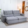 Sofá Retrátil Reclinável Zara 2.50m Linho Cinza 1008 - Molas Ensacadas