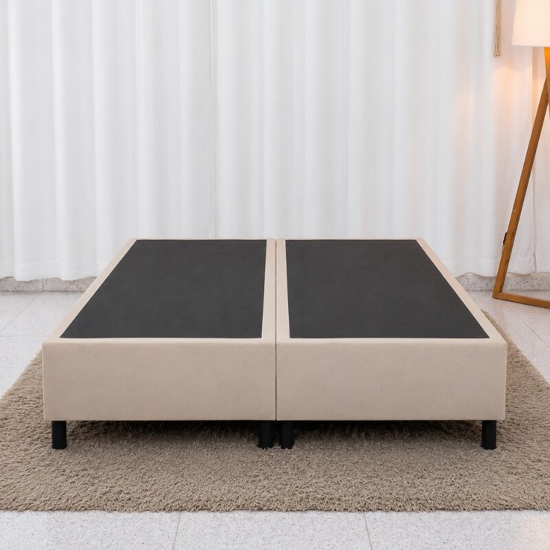 Base Box Casal Bipartida 138x188x37 Sued Bege - Ortobel - Imagem 2