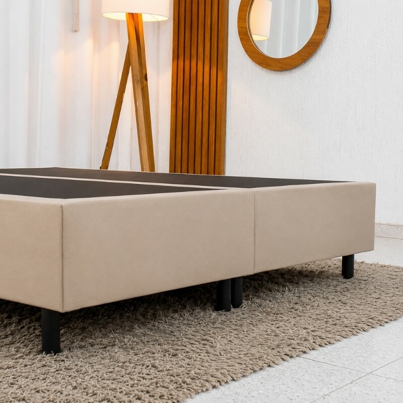 Base Box Casal Bipartida 138x188x37 Sued Bege - Ortobel - Imagem 3