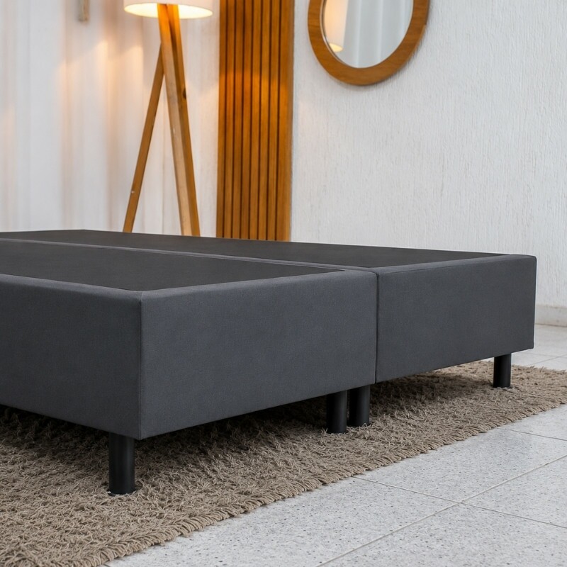 Base Box Casal Bipartida 138x188x37 Sued Cinza - Ortobel - Imagem 3