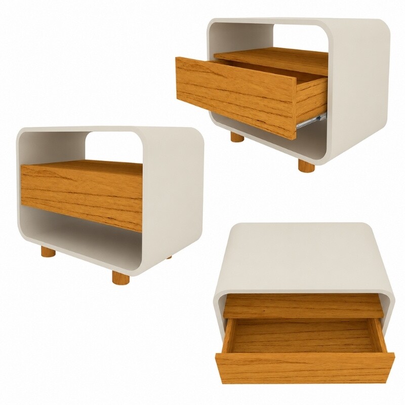 Cabeceira Innova com 2 Criados C/Led Naturale/Off White Casal/Queen/King - Gelius - Imagem 7