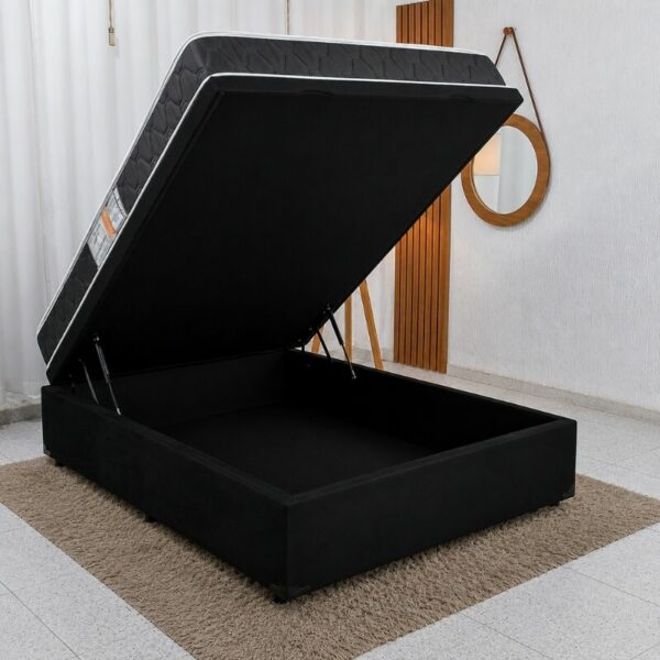 Alternative view of Colchão Casal Extra Firme 100% Espuma Lestespuma + Base Box Baú Casal Prime Confort Sued Preto Blindado - Issacar 138x188x63 | Suporta até 240kg