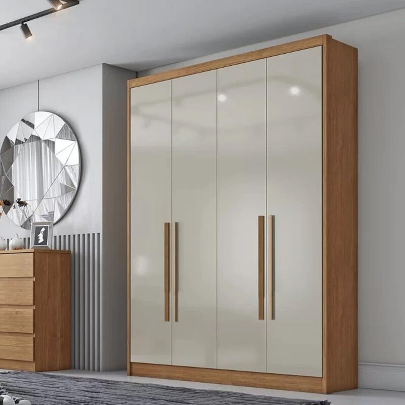 Modulado Queen Cumaru/Fendi Fosco 1 Guarda-Roupa Rizon New 4 Pts + 2 Criado Rizon + 1 Canto Oblíquo Rizon C/Porta de Vidro + 1 Aéreo 4 portas Rizon - Novo Horizonte - Imagem 3