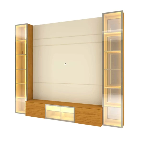 Alternative view of Home Luminare Reflect Larg. 2.30m Off White/Naturale C/LED e Espelho TV de até 70" - Gelius