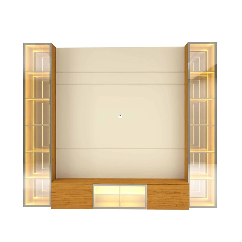 Home Luminare Reflect Larg. 2.30m Off White/Naturale C/LED e Espelho TV de até 70" - Gelius - Imagem 3