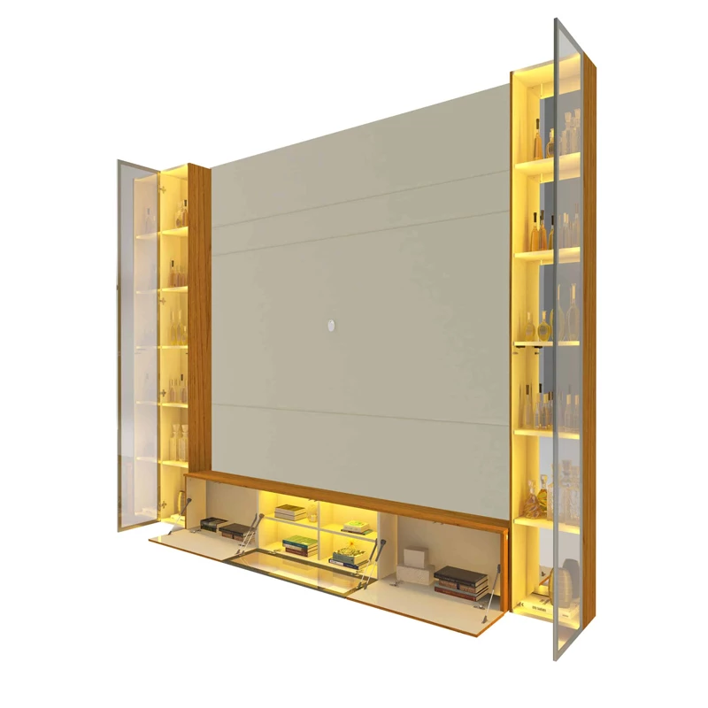 Home Luminare Reflect Larg. 2.30m Off White/Naturale C/LED e Espelho TV de até 70" - Gelius - Imagem 4