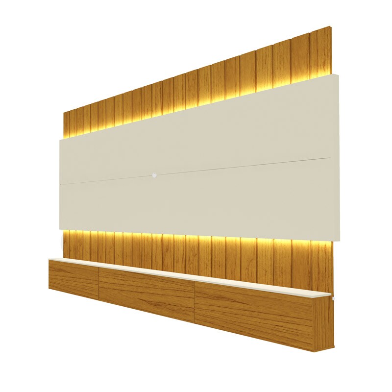 Home Suspenso Soberano Ripado TV até 85 Polegadas Larg. 2.60m C/LED Naturale/Off Gelius - Imagem 4