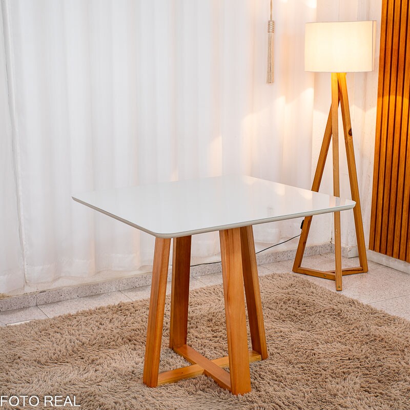 Mesa de Jantar Bali 90×90 Vidro Off/Base Madeira + 4 Cad. Londres Linho Cinza Madeira Minas Plac - Entregue Montada - Imagem 10