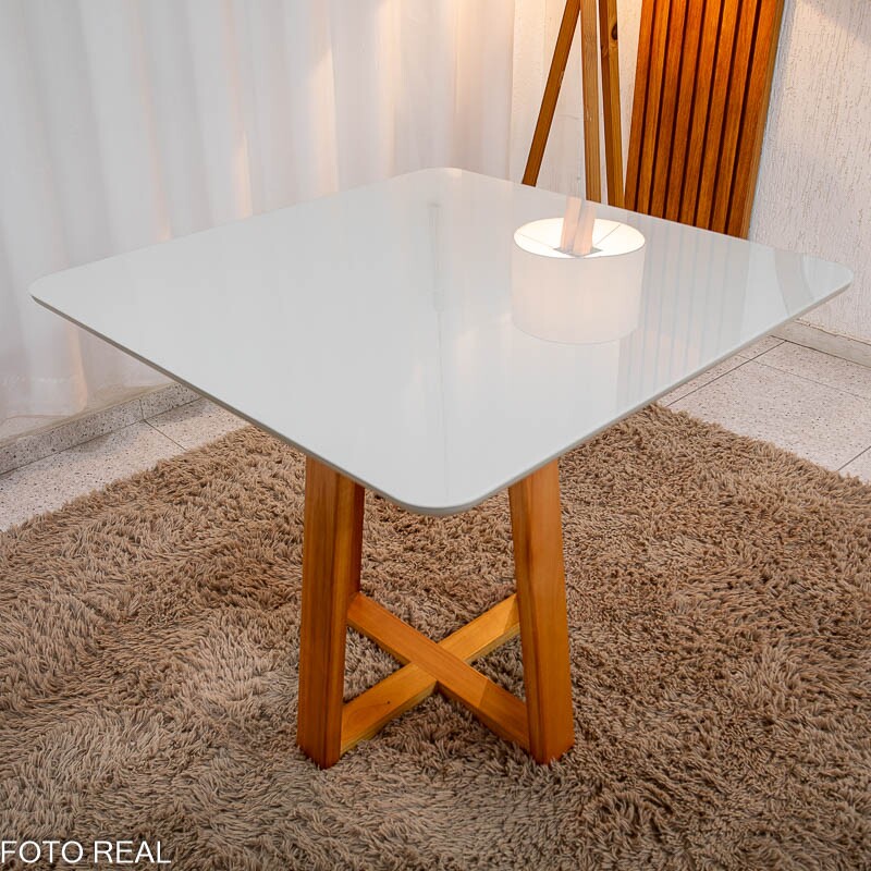 Mesa de Jantar Bali 90×90 Vidro Off/Base Madeira + 4 Cad. Londres Linho Cinza Madeira Minas Plac - Entregue Montada - Imagem 11