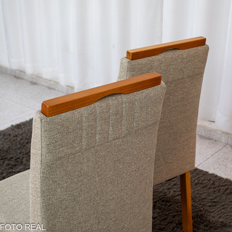 Mesa de Jantar Moscou 90x90 Vidro Off/Base Cinamomo + 4 Cad. Atlanta Linho Bege Madeira Minas Plac - Entregue Montada - Imagem 10