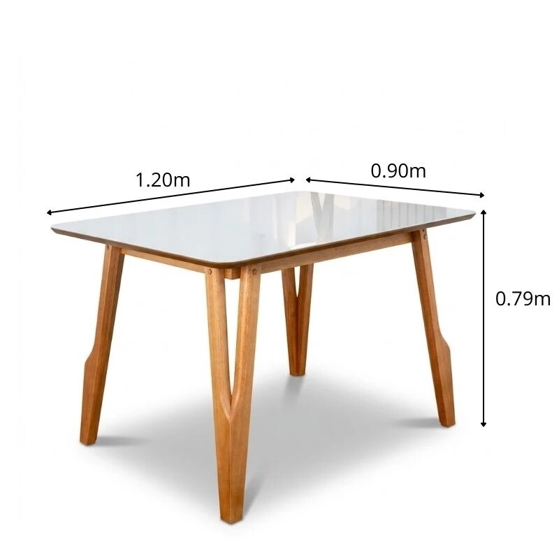 Mesa de Jantar Siena 120x90 Vidro Off/Base Madeira + 4 Cad. Lisboa Veludo Marrom 509 Madeira Entregue Montada - Art Assento - Imagem 8
