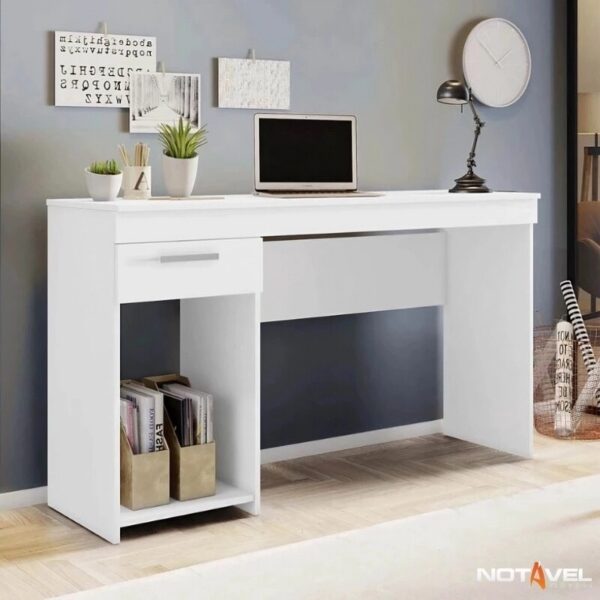 Mesa Office NT 2070 Larg. 1.08m Branco 1 Gaveta Notável