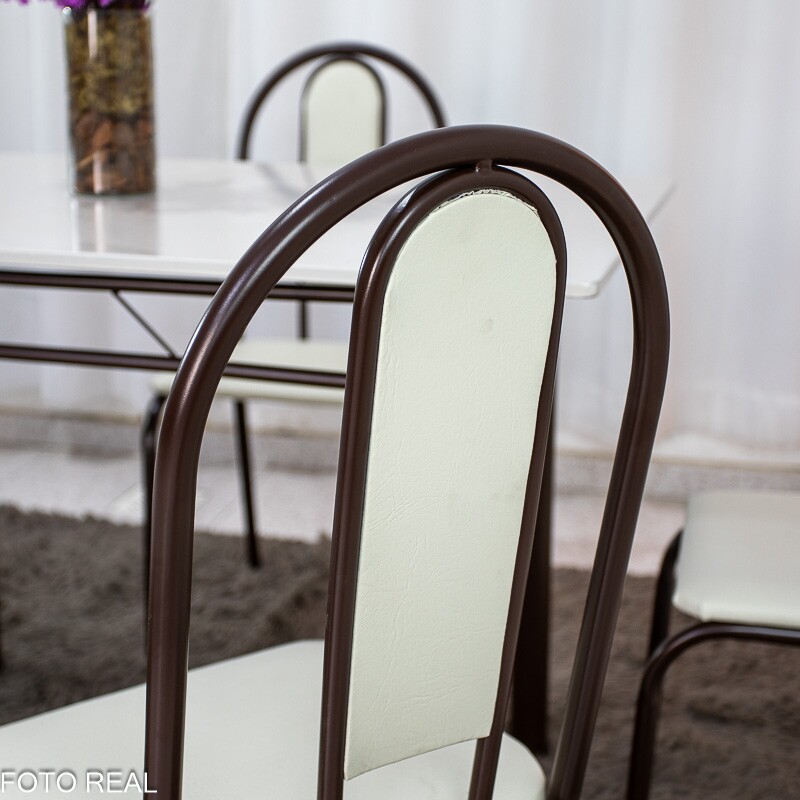 Mesa Serena 120x75 Tampo Pedra + 4 Cad. Corino Branco - Teixeira - Imagem 5