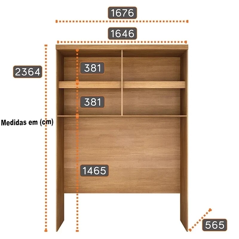 Modulado Queen Cumaru/Fendi Fosco 1 Guarda-Roupa Rizon New 4 Pts + 2 Criado Rizon + 1 Canto Oblíquo Rizon C/Porta de Vidro + 1 Aéreo 4 portas Rizon - Novo Horizonte - Imagem 12