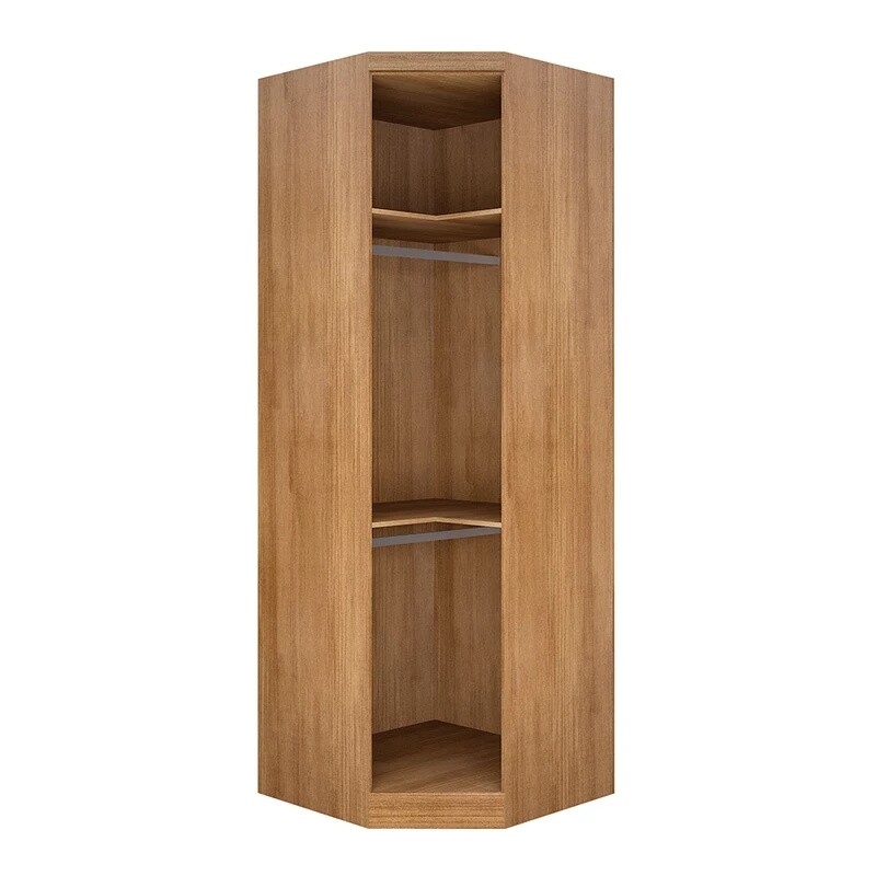 Modulado Solteiro Cumaru/Fendi Fosco 1 Roupeiro Rizon 4 Pts + 1 Criado Rizon + 1 Canto Oblíquo Rizon C/Porta de Vidro + 1 Modulado Rizon 1 Porta + 1 Aéreo 2 portas Rizon - Novo Horizonte - Imagem 12