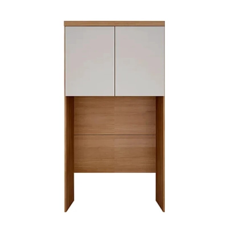 Modulado Solteiro Cumaru/Fendi Fosco 1 Roupeiro Rizon 4 Pts + 1 Criado Rizon + 1 Canto Oblíquo Rizon C/Porta de Vidro + 1 Modulado Rizon 1 Porta + 1 Aéreo 2 portas Rizon - Novo Horizonte - Imagem 4