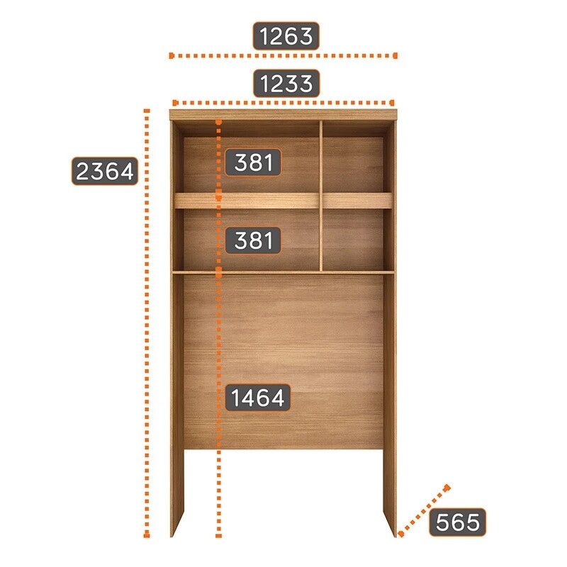 Modulado Solteiro Cumaru/Fendi Fosco 1 Roupeiro Rizon 4 Pts + 1 Criado Rizon + 1 Canto Oblíquo Rizon C/Porta de Vidro + 1 Modulado Rizon 1 Porta + 1 Aéreo 2 portas Rizon - Novo Horizonte - Imagem 5