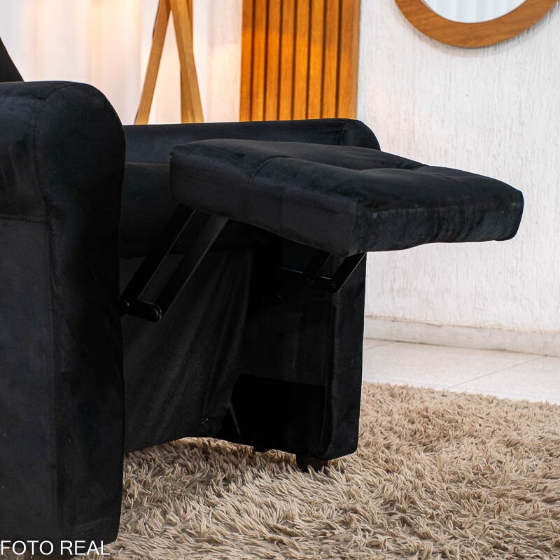 Poltrona Reclinável Clio MX-24 Veludo Preto 451 - Imagem 11
