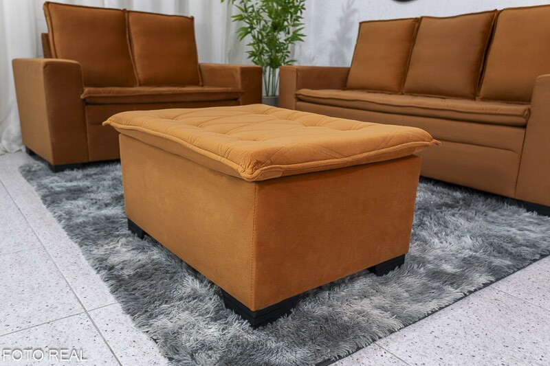 Sofá 3 e 2 lugares França com Puff Veludo Terracota A62 - Imagem 6