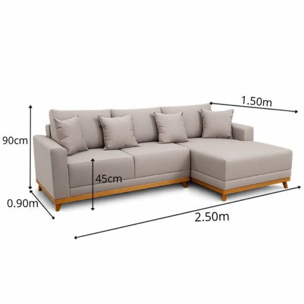 Alternative view of Sofá 3 Lug. Armênia C/ Chaise Larg. 2.50m Linho Bege Escuro A58