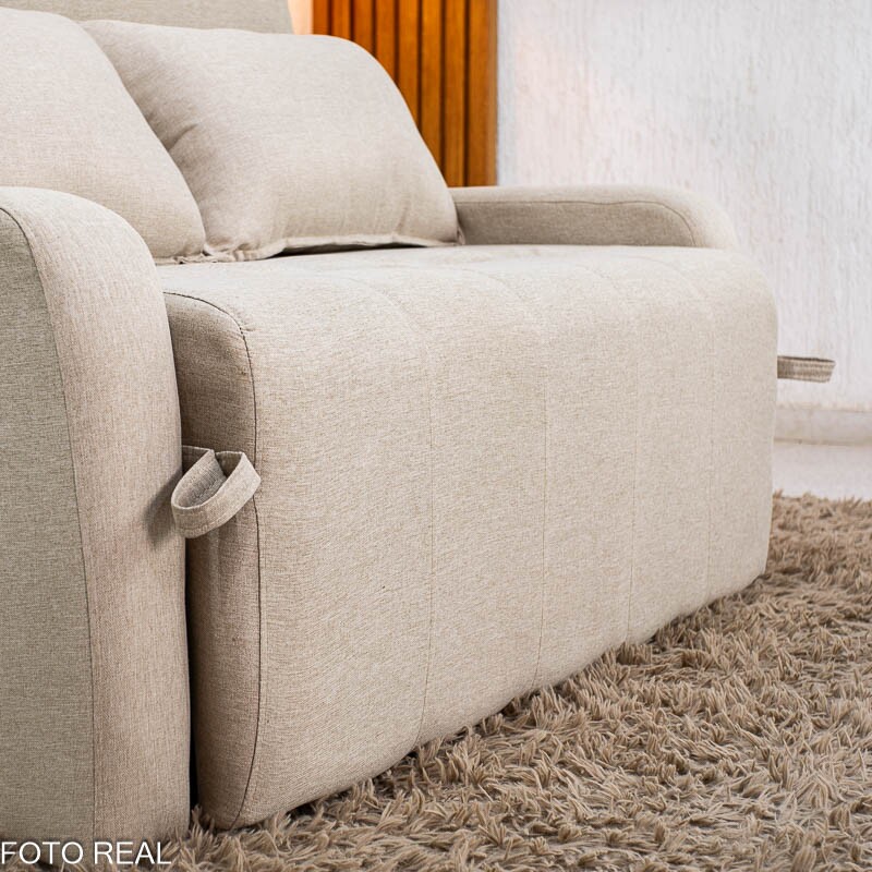 Sofá Cama Amora New Larg. 1.37m Linho Bege 488 - Imagem 11
