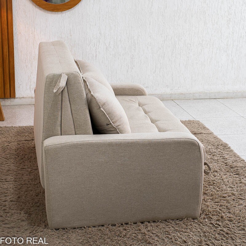 Sofá Cama Amora New Larg. 1.37m Linho Bege 488 - Imagem 13