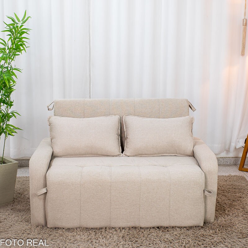 Sofá Cama Amora New Larg. 1.37m Linho Bege 488 - Imagem 3