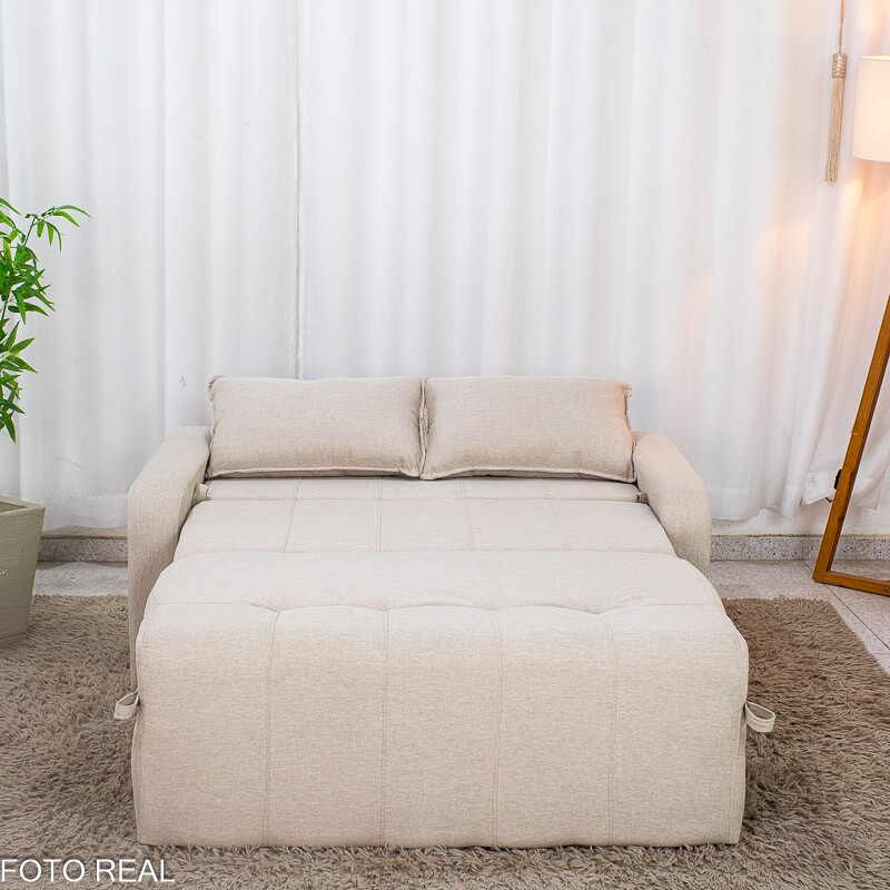 Sofá Cama Amora New Larg. 1.37m Linho Bege 488 - Imagem 4