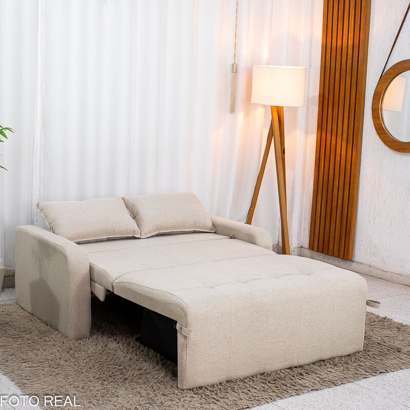 Sofá Cama Amora New Larg. 1.37m Linho Bege 488 - Imagem 5