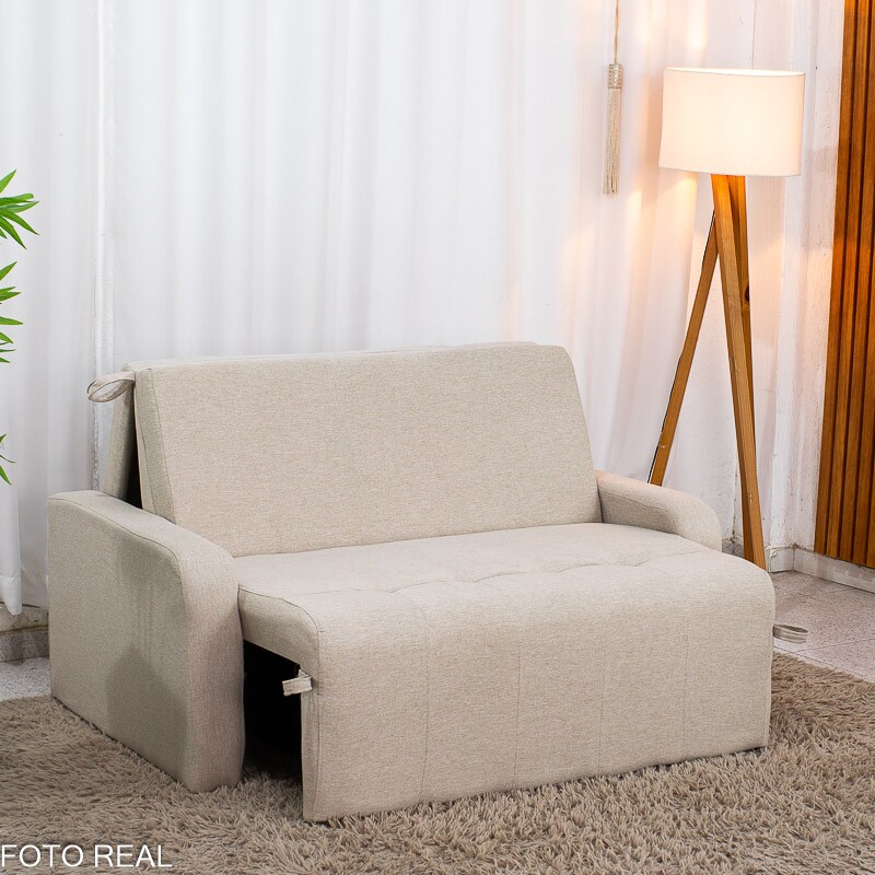 Sofá Cama Amora New Larg. 1.37m Linho Bege 488 - Imagem 7
