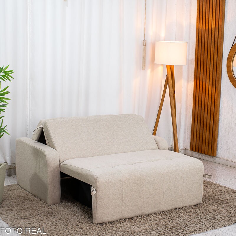 Sofá Cama Amora New Larg. 1.37m Linho Bege 488 - Imagem 8