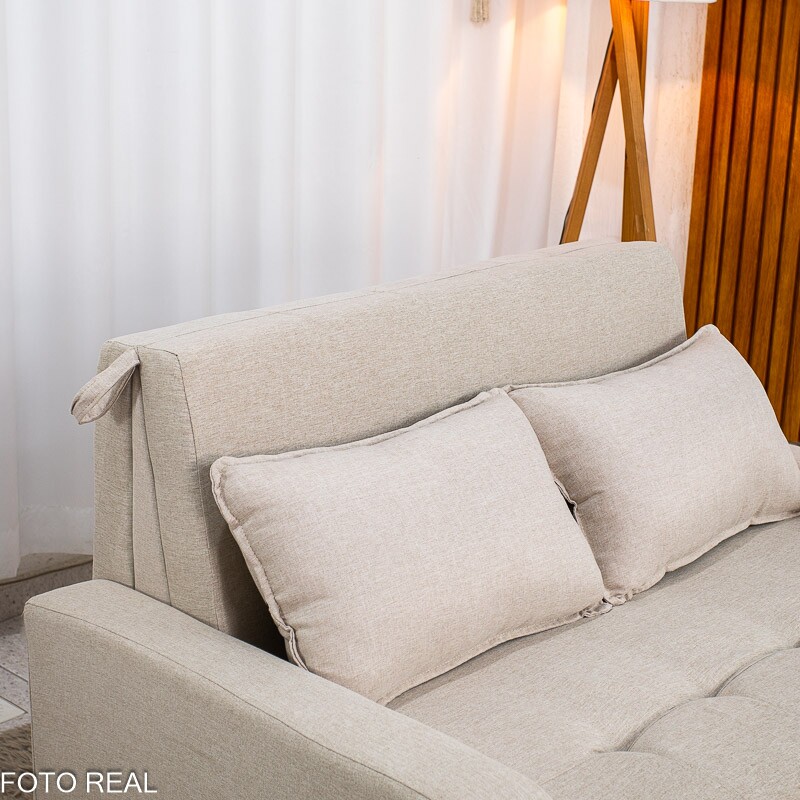 Sofá Cama Amora New Larg. 1.37m Linho Bege 488 - Imagem 9