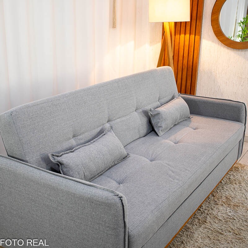 Sofá Cama Ipanema com Baú Linho Cinza 2275 - Larg. 2.05m - Imagem 5