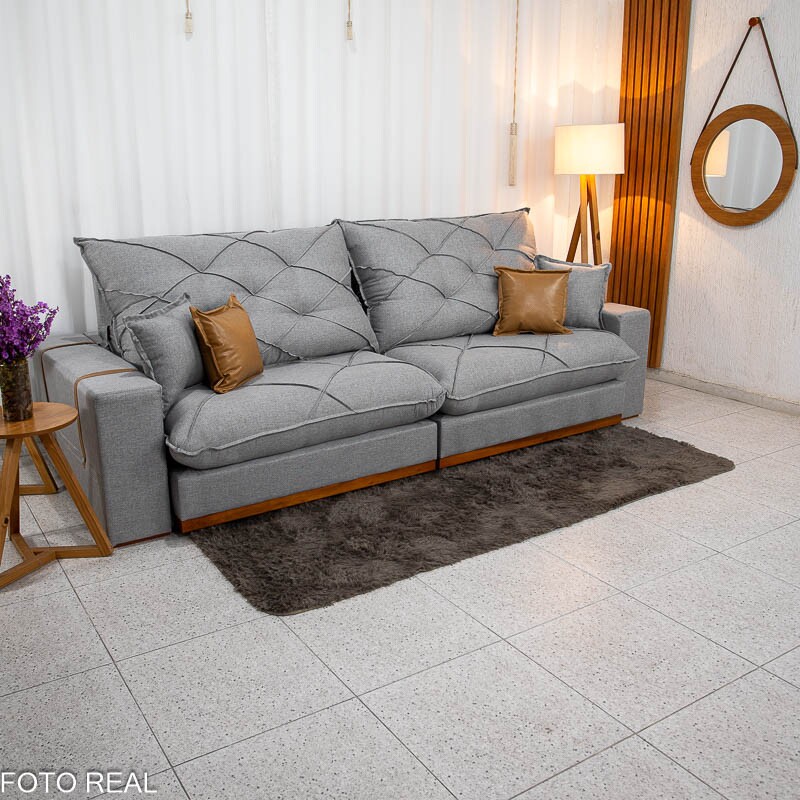 Sofá Retrátil Reclinável Malibu 2.90m Linho Cinza 1008 - D33 e Molas Ensacadas - Imagem 4