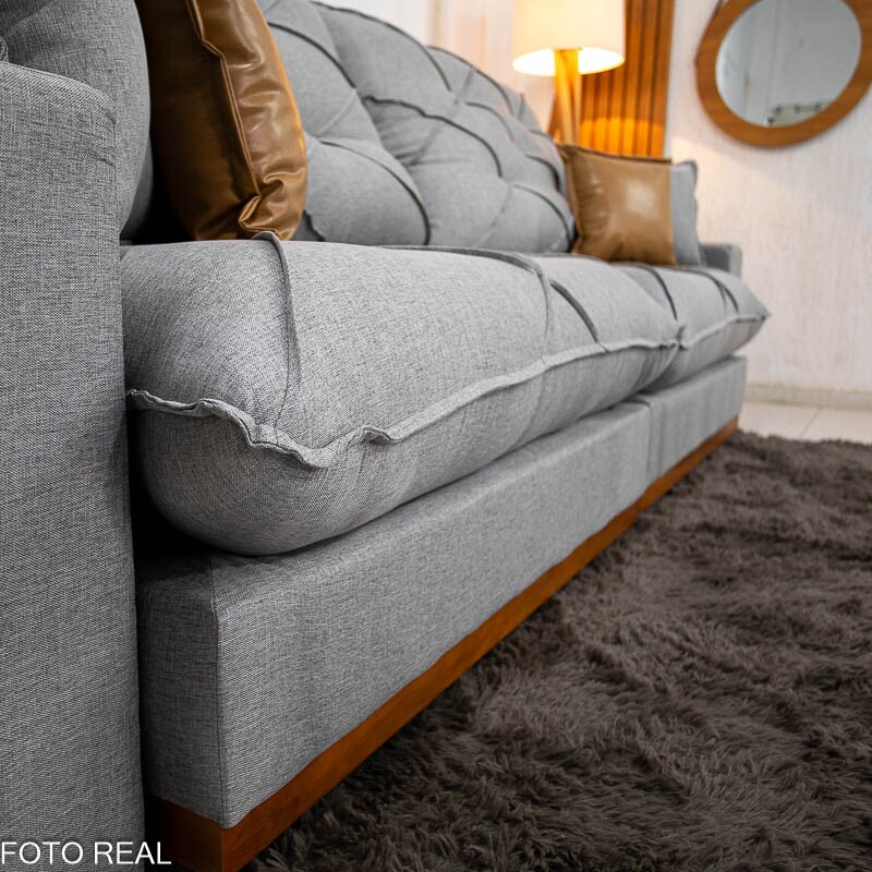 Sofá Retrátil Reclinável Malibu 2.90m Linho Cinza 1008 - D33 e Molas Ensacadas - Imagem 7