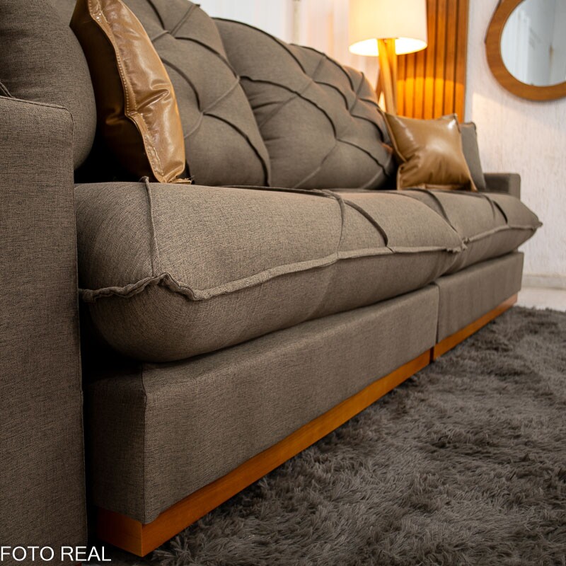 Sofá Retrátil Reclinável Malibu 2.90m Linho Marrom 1007 - D33 e Molas Ensacadas - Imagem 7